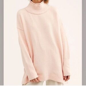 Free People Afterglow Mock Neck Sz S Wool Blend Oversized Slouchy Long Sweater